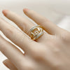 Anillo Multi Piedra 01.310.0042 Oro Laminado, Diseño de Amor, con Blanca Zirconia Cubica, Pulido, Tono Dorado (One size fits all)