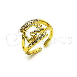 Anillo Multi Piedra 01.310.0042 Oro Laminado, Diseño de Amor, con Blanca Zirconia Cubica, Pulido, Tono Dorado (One size fits all)
