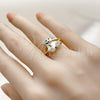 Anillo Multi Piedra 01.310.0043 Oro Laminado, Diseño de Osito, con Blanca Zirconia Cubica, Pulido, Tono Dorado (One size fits all)