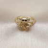 Anillo Multi Piedra 01.310.0043 Oro Laminado, Diseño de Osito, con Blanca Zirconia Cubica, Pulido, Tono Dorado (One size fits all)