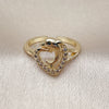 Anillo Multi Piedra 01.310.0044 Oro Laminado, Diseño de Delfín y Corazón, con Blanca Zirconia Cubica, Pulido, Tono Dorado (One size fits all)