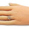 Anillo Multi Piedra 01.310.0045 Oro Laminado, Diseño de Corazón, con Blanca Zirconia Cubica, Pulido, Tono Dorado (One size fits all)