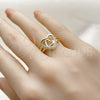 Anillo Multi Piedra 01.310.0045 Oro Laminado, Diseño de Corazón, con Blanca Zirconia Cubica, Pulido, Tono Dorado (One size fits all)