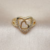 Anillo Multi Piedra 01.310.0045 Oro Laminado, Diseño de Corazón, con Blanca Zirconia Cubica, Pulido, Tono Dorado (One size fits all)