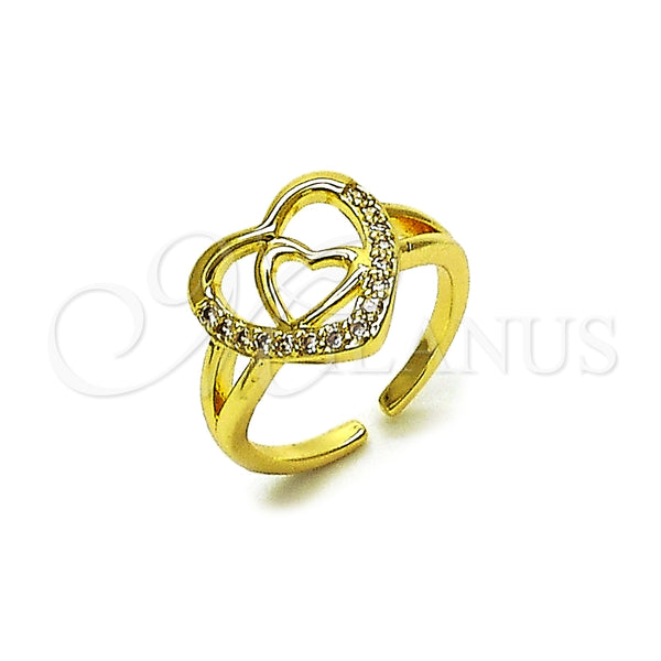 Anillo Multi Piedra 01.310.0045 Oro Laminado, Diseño de Corazón, con Blanca Zirconia Cubica, Pulido, Tono Dorado (One size fits all)