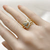 Anillo Multi Piedra 01.310.0046 Oro Laminado, Diseño de Corazón, con Blanca Zirconia Cubica, Pulido, Tono Dorado (One size fits all)
