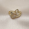 Anillo Multi Piedra 01.310.0046 Oro Laminado, Diseño de Corazón, con Blanca Zirconia Cubica, Pulido, Tono Dorado (One size fits all)