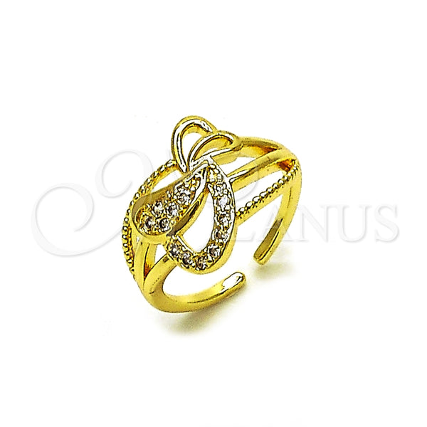 Anillo Multi Piedra 01.310.0046 Oro Laminado, Diseño de Corazón, con Blanca Zirconia Cubica, Pulido, Tono Dorado (One size fits all)