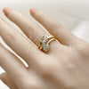 Anillo Multi Piedra 01.310.0048 Oro Laminado, Diseño de Amor, con Blanca Zirconia Cubica, Pulido, Tono Dorado (One size fits all)