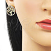 Arete Dormilona 02.282.0070 Oro Laminado, Diseño de Ãrbol, con Blanca Zirconia Cubica and Blanca Micro Pave, Pulido, Tono Dorado