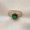 Anillo Multi Piedra 01.282.0006 Oro Laminado, Diseño de Cluster, con Verde and Blanca Zirconia Cubica, Pulido, Tono Dorado (One size fits all)