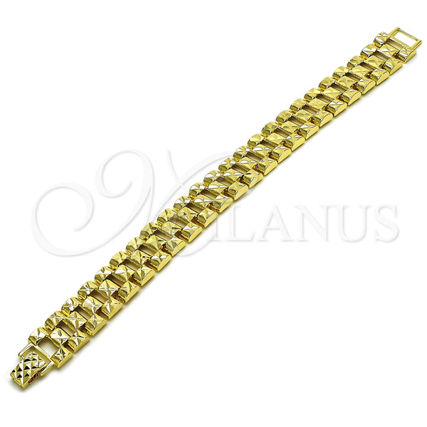Pulsera Solida 03.213.0376.08 Oro Laminado, Diamantado, Tono Dorado (Thickness, 8 Inches Length)