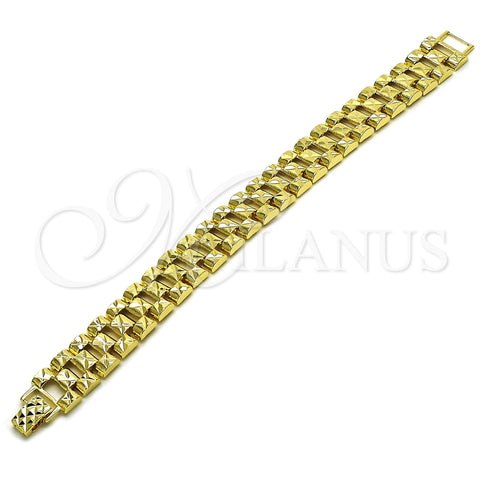 Pulsera Solida 03.213.0376.08 Oro Laminado, Diamantado, Tono Dorado (Thickness, 8 Inches Length)