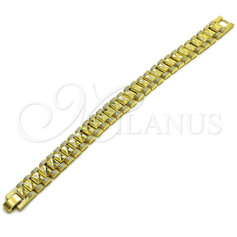 Pulsera Solida 03.213.0377.08 Oro Laminado, Mate, Tono Dorado (12 MM Thickness, 8 Inches Length)