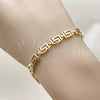 Pulsera Solida 03.213.0379.07 Oro Laminado, Diseño de Llave Griega, Pulido, Tono Dorado (Grosor 06 MM, 8 Pulgadas de Largo)