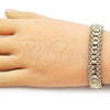 Pulsera Solida 03.213.0380.08 Oro Laminado, Diamantado, Tono Dorado (12 MM Thickness, 8 Inches Length)
