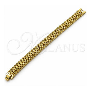 Pulsera Solida 03.213.0380.08 Oro Laminado, Diamantado, Tono Dorado (12 MM Thickness, 8 Inches Length)