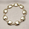 Pulsera Elegante 03.213.0383.08 Oro Laminado, Diseño de Puff Mariner y Cierre De Cajon, con Zirconia Cubica Blanca, Pulido, Tono Dorado (Grosor 13 MM, 8 Pulgadas de Largo)