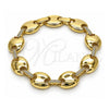 Pulsera Elegante 03.213.0383.08 Oro Laminado, Diseño de Puff Mariner y Cierre De Cajon, con Zirconia Cubica Blanca, Pulido, Tono Dorado (Grosor 13 MM, 8 Pulgadas de Largo)
