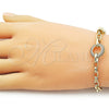 Pulsera Elegante 03.213.0387.07 Oro Laminado, Diseño de Mariner y Puff Mariner, con Micro Pave Blanca, Pulido, Tono Dorado (Grosor 14.6 MM, 7 Pulgadas de Largo)