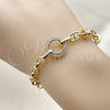 Pulsera Elegante 03.213.0387.07 Oro Laminado, Diseño de Mariner y Puff Mariner, con Micro Pave Blanca, Pulido, Tono Dorado (Grosor 14.6 MM, 7 Pulgadas de Largo)