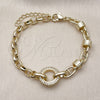 Pulsera Elegante 03.213.0387.07 Oro Laminado, Diseño de Mariner y Puff Mariner, con Micro Pave Blanca, Pulido, Tono Dorado (Grosor 14.6 MM, 7 Pulgadas de Largo)