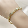 Pulsera Solida 03.213.0390.07 Oro Laminado, Diseño de Llave Griega, Pulido, Tono Dorado (Thickness, 8 Inches Length)