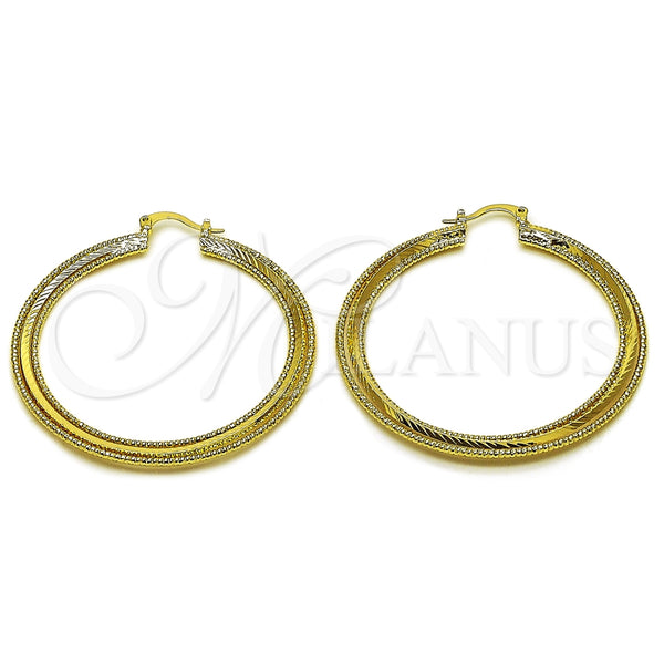 Argolla Grande 02.213.0830.50 Oro Laminado, Diamantado, Tono Dorado