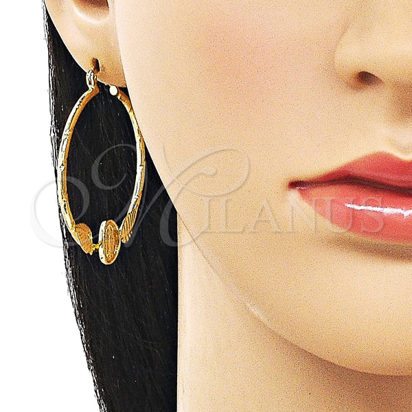 Argolla Mediana 02.213.0831.40 Oro Laminado, Diseño de Guadalupe y Oja, Diamantado, Tono Dorado