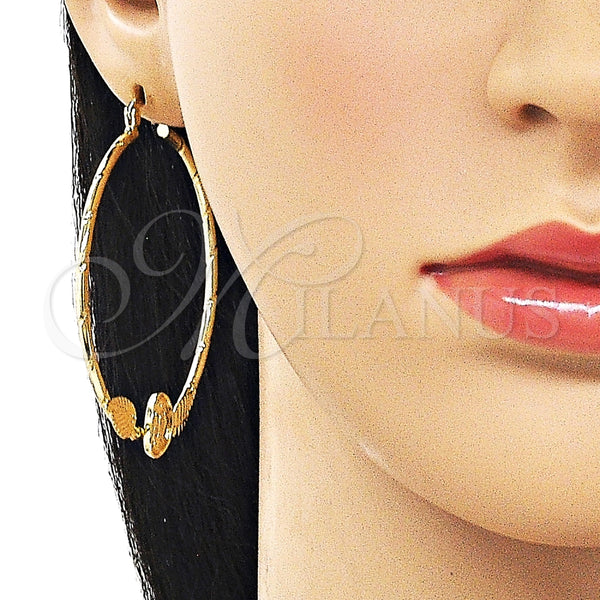 Argolla Mediana 02.213.0831.50 Oro Laminado, Diseño de Guadalupe y Oja, Diamantado, Tono Dorado