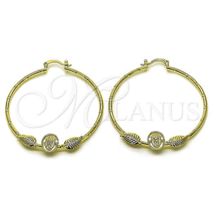 Argolla Mediana 02.213.0831.50 Oro Laminado, Diseño de Guadalupe y Oja, Diamantado, Tono Dorado