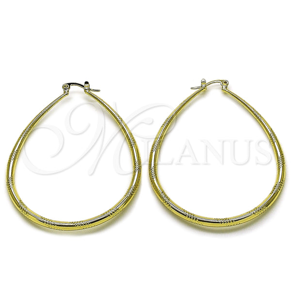 Argolla Mediana 02.213.0833.50 Oro Laminado, Diseño de Hueco, Diamantado, Tono Dorado
