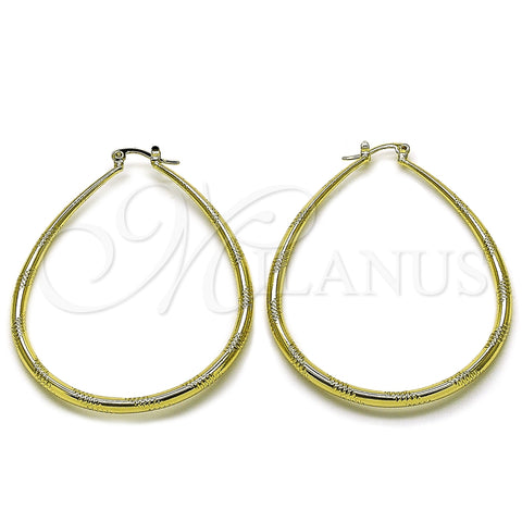 Argolla Mediana 02.213.0833.50 Oro Laminado, Diseño de Hueco, Diamantado, Tono Dorado