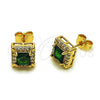 Arete Dormilona 02.344.0167 Oro Laminado, Diseño de Cluster, con Verde and Blanca Zirconia Cubica, Pulido, Tono Dorado