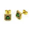 Arete Dormilona 02.344.0169 Oro Laminado, Diseño de Cluster, con Verde and Blanca Zirconia Cubica, Pulido, Tono Dorado