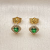 Arete Dormilona 02.196.0232 Oro Laminado, Diseño de Cluster, con Verde Zirconia Cubica and Blanca Micro Pave, Pulido, Tono Dorado