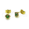 Arete Dormilona 02.196.0232 Oro Laminado, Diseño de Cluster, con Verde Zirconia Cubica and Blanca Micro Pave, Pulido, Tono Dorado