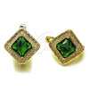 Arete Gancho Frances 02.196.0242.10 Oro Laminado, Diseño de Cluster, con Verde Zirconia Cubica and Blanca Micro Pave, Pulido, Tono Dorado