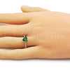 Anillo Multi Piedra 01.196.0031 Oro Laminado, Diseño de Corazón, con Verde Zirconia Cubica and Blanca Micro Pave, Pulido, Tono Dorado (One size fits all)