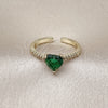 Anillo Multi Piedra 01.196.0031 Oro Laminado, Diseño de Corazón, con Verde Zirconia Cubica and Blanca Micro Pave, Pulido, Tono Dorado (One size fits all)
