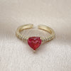 Anillo Multi Piedra 01.196.0031.1 Oro Laminado, Diseño de Corazón, con Rubi Zirconia Cubica and Blanca Micro Pave, Pulido, Tono Dorado (One size fits all)