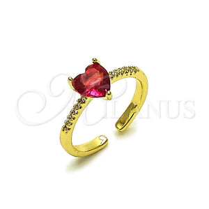 Anillo Multi Piedra 01.196.0031.1 Oro Laminado, Diseño de Corazón, con Rubi Zirconia Cubica and Blanca Micro Pave, Pulido, Tono Dorado (One size fits all)