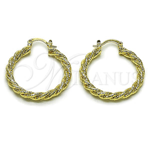Argolla Mediana 02.196.0249.30 Oro Laminado, Diseño de Torcido, Diamantado, Tono Dorado
