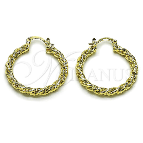 Argolla Mediana 02.196.0249.30 Oro Laminado, Diseño de Torcido, Diamantado, Tono Dorado