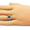 Anillo Multi Piedra 01.196.0032 Oro Laminado, Diseño de Cluster, con Verde and Blanca Zirconia Cubica, Pulido, Tono Dorado (One size fits all)