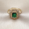 Anillo Multi Piedra 01.196.0032 Oro Laminado, Diseño de Cluster, con Verde and Blanca Zirconia Cubica, Pulido, Tono Dorado (One size fits all)
