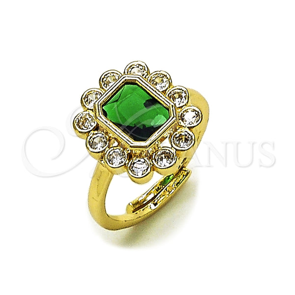 Anillo Multi Piedra 01.196.0032 Oro Laminado, Diseño de Cluster, con Verde and Blanca Zirconia Cubica, Pulido, Tono Dorado (One size fits all)