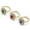 Anillo Multi Piedra 01.196.0032 Oro Laminado, Diseño de Cluster, con Verde and Blanca Zirconia Cubica, Pulido, Tono Dorado (One size fits all)
