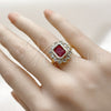 Anillo Multi Piedra 01.196.0032.1 Oro Laminado, Diseño de Cluster, con Granate and Blanca Zirconia Cubica, Pulido, Tono Dorado (One size fits all)