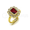 Anillo Multi Piedra 01.196.0032.1 Oro Laminado, Diseño de Cluster, con Granate and Blanca Zirconia Cubica, Pulido, Tono Dorado (One size fits all)